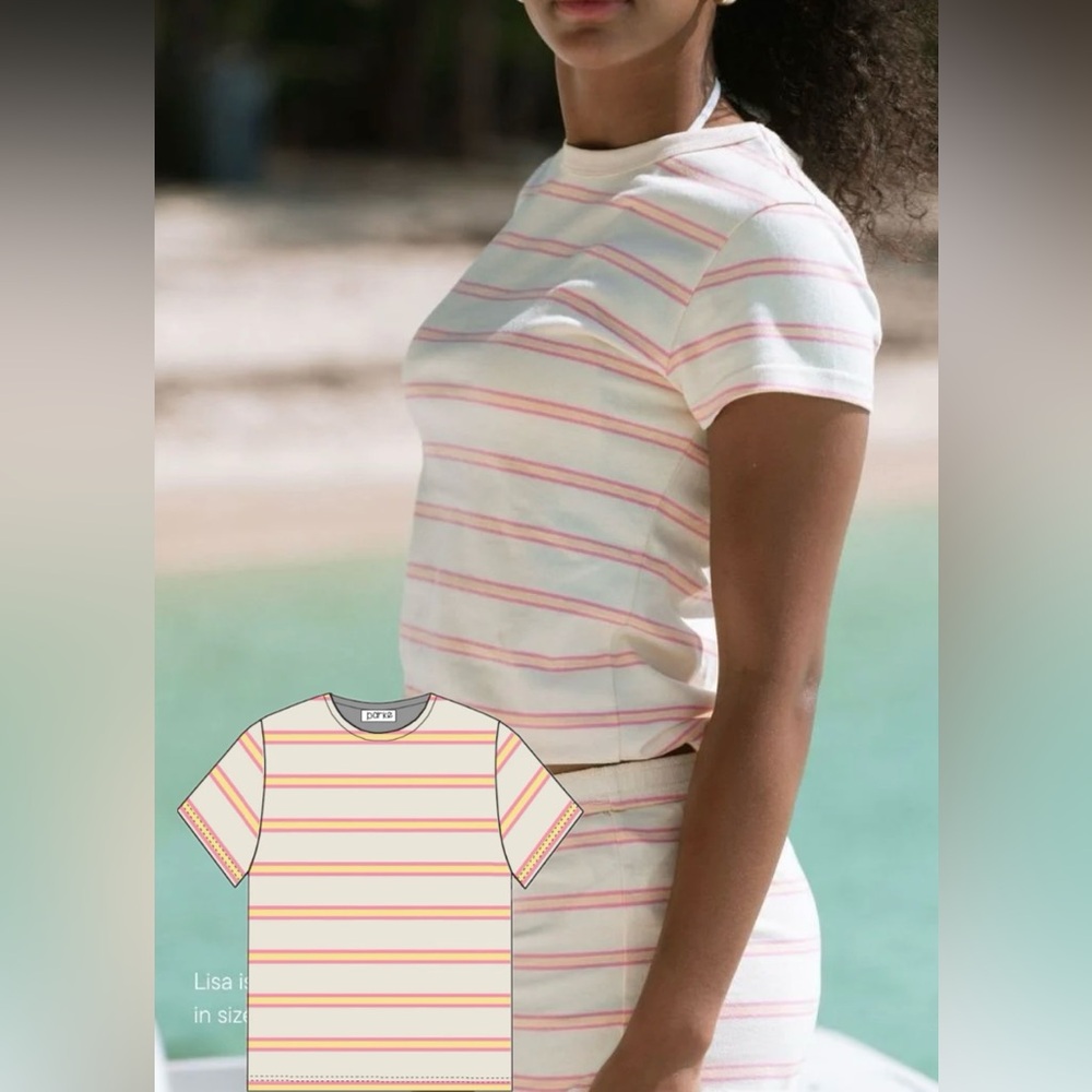 Parke Cream and Pink Striped Tee